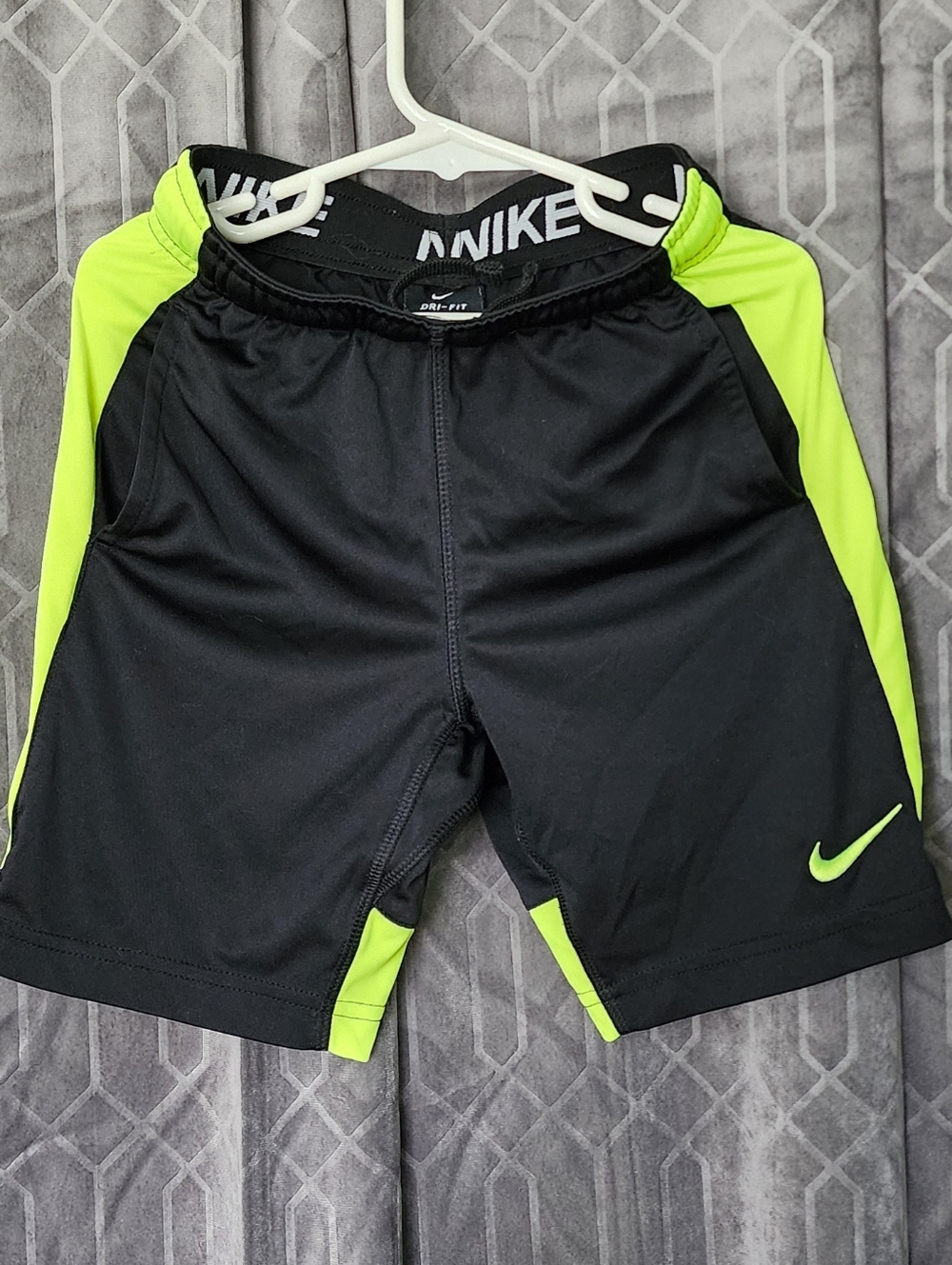 Kid's Nike Black & Neon Green Athletic Training Shorts